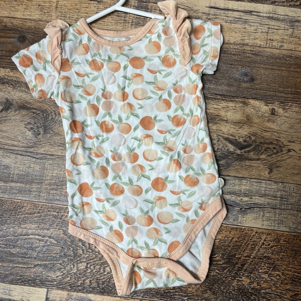 Milkberry Bamboo Ruffle Bodysuit Baby Girl 6-9m Peaches‎ Summer Casual